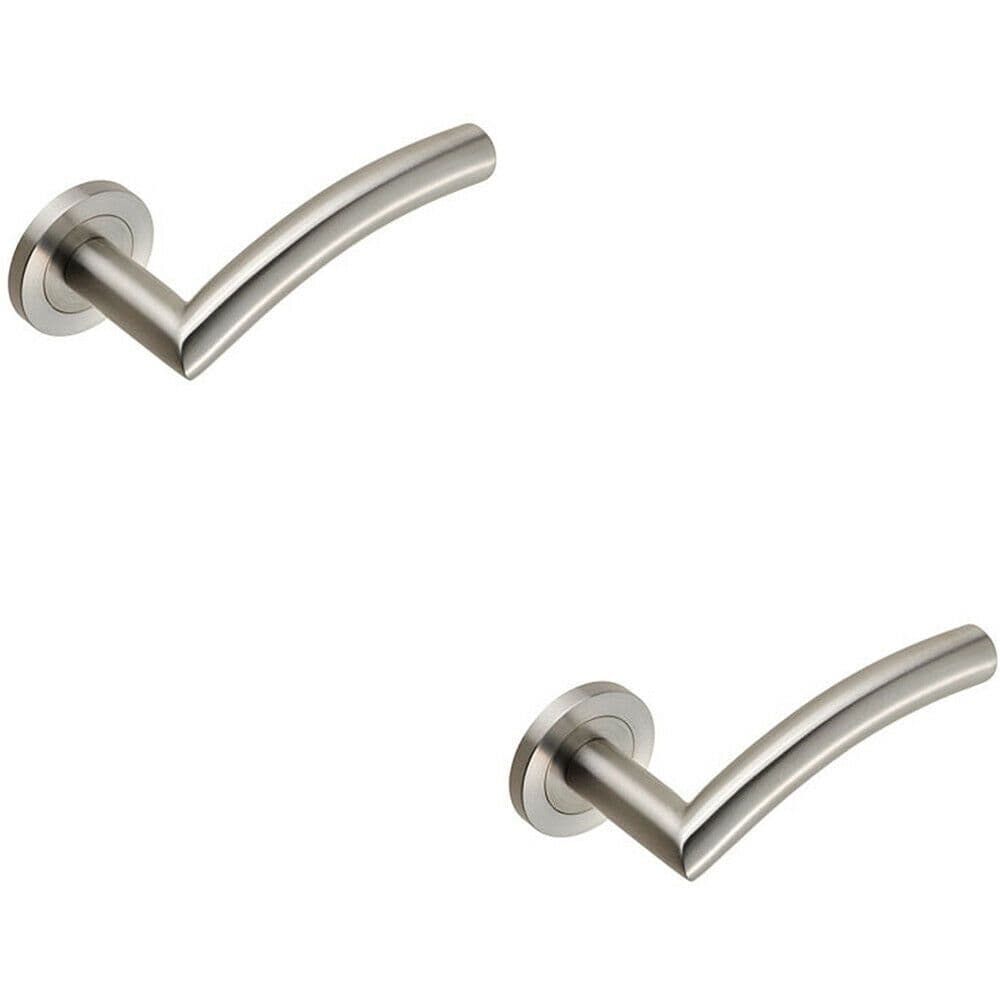 2x Curved Round Bar Handle on Round Concealed Fix Satin Stainless Steel