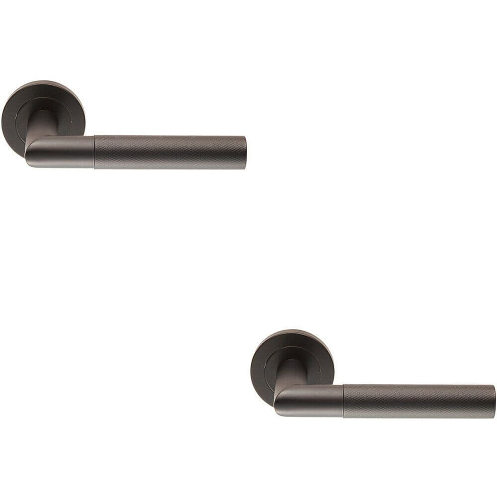 2x PAIR Knurled Round Bar Handle on Round Rose Concealed Fix Matt