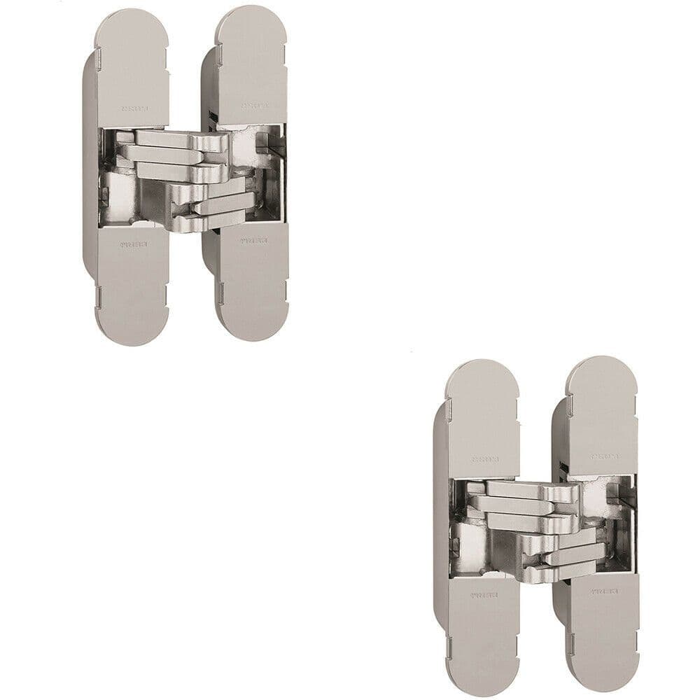 2x 100 x 22mm Adjustable Medium Duty Concealed Hinge Bright Nickel Internal Door