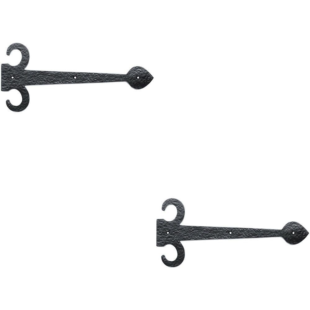 2x PAIR 380mm Ornate Sword Hinge Front Black Antique Decorative Door Plate
