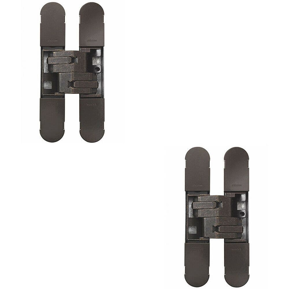2 PACK 100 x 22mm Adjustable Medium Duty Concealed Hinge Brass Bronzed Internal Door