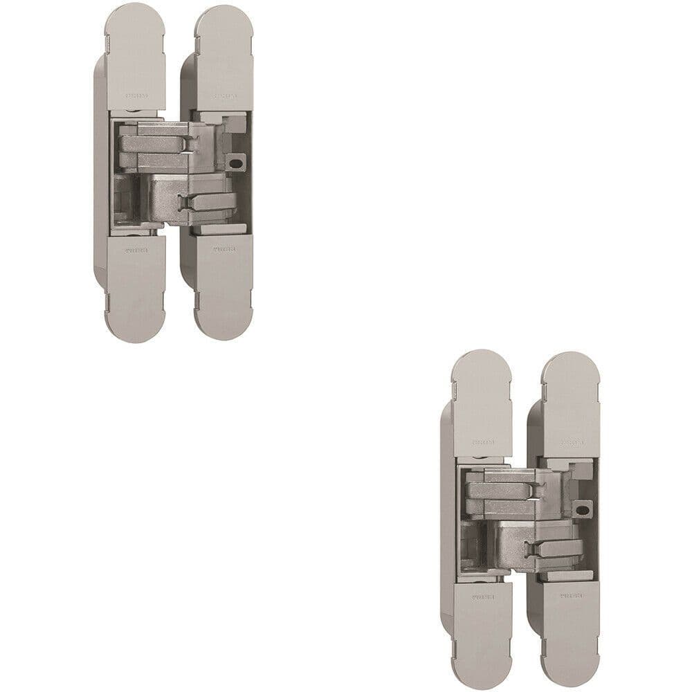 2x 134 x 24mm Concealed Medium Duty Hinge Fits Unrebated Doors Nickel Plated