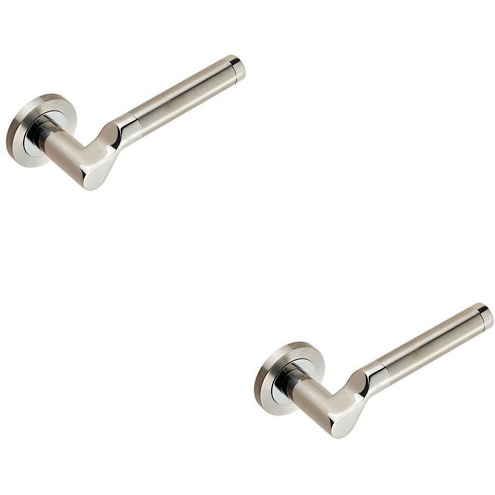 2x PAIR Cranked Round Bar Lever on Round Concealed Fix Polished Satin Steel