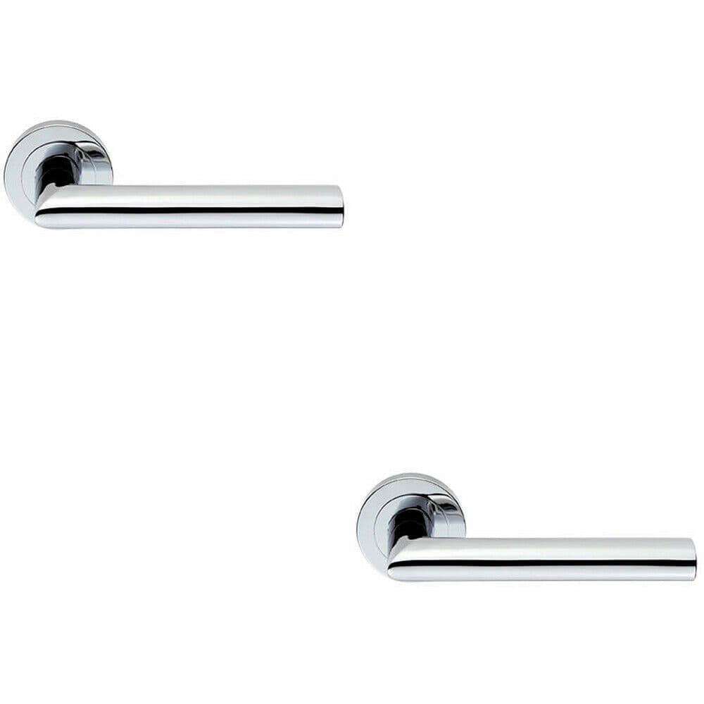 2x PAIR Straight Mitred Bar Handle on Round Concealed Fix Polished Chrome