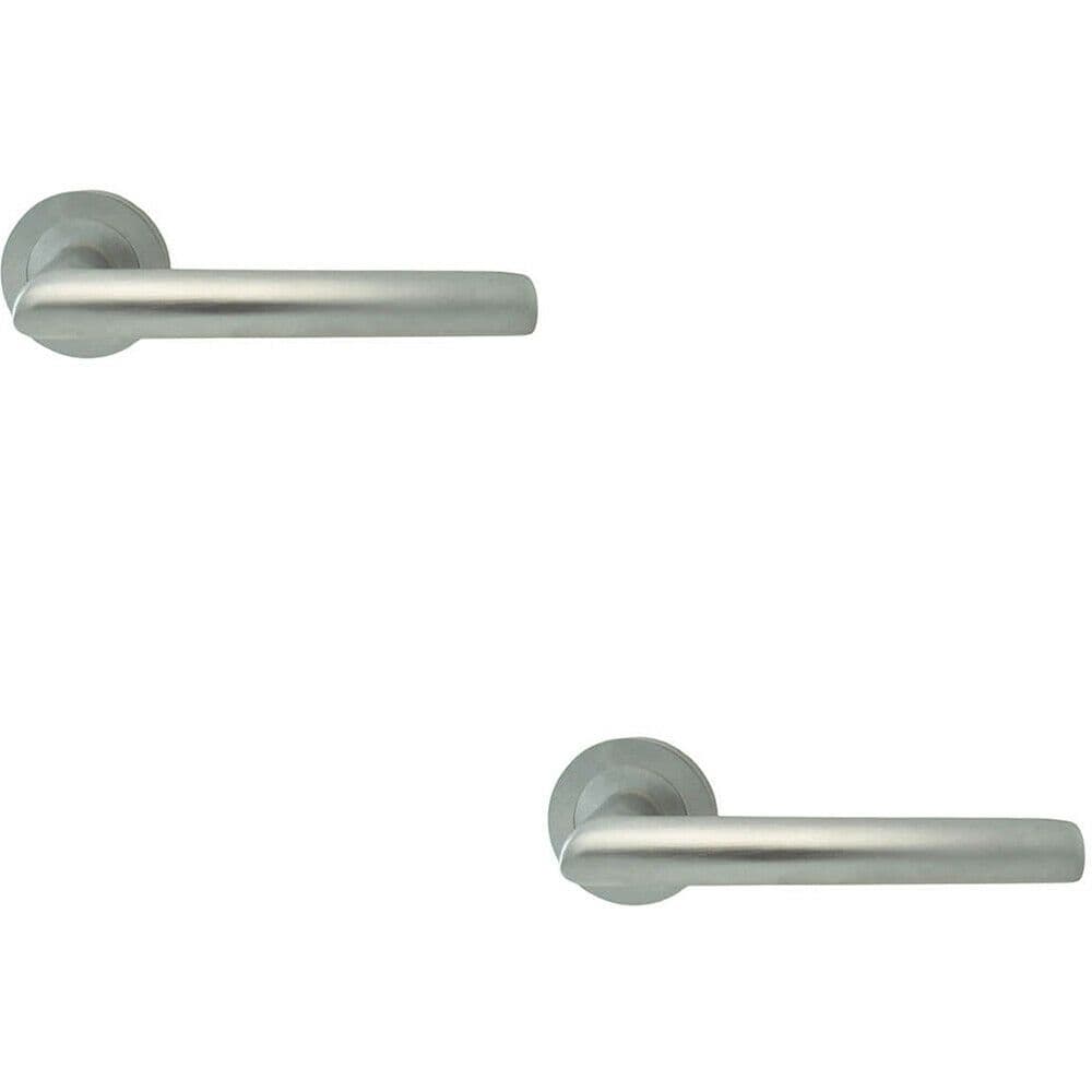 2x PAIR Straight Mitred Bar Handle on Round Concealed Fix Satin Chrome