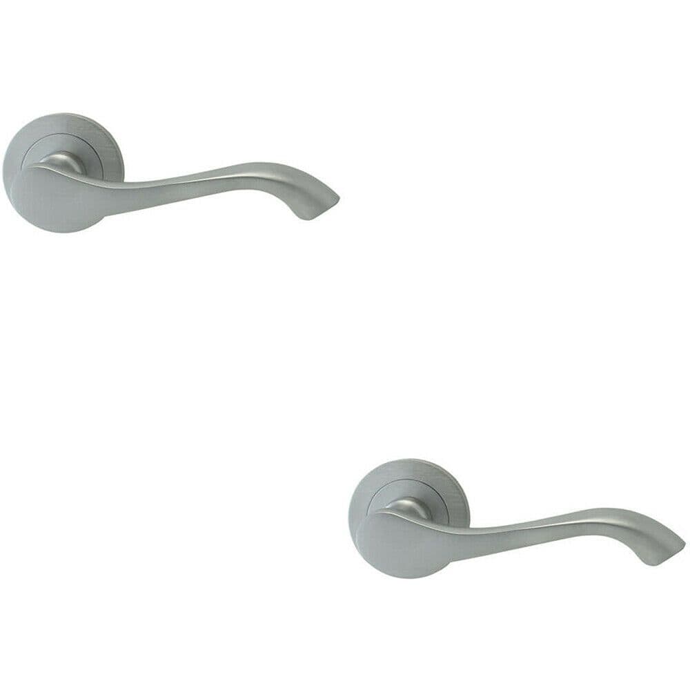 2x PAIR Scroll Shaped Handle on 50mm Round Concealed Fix Satin Chrome