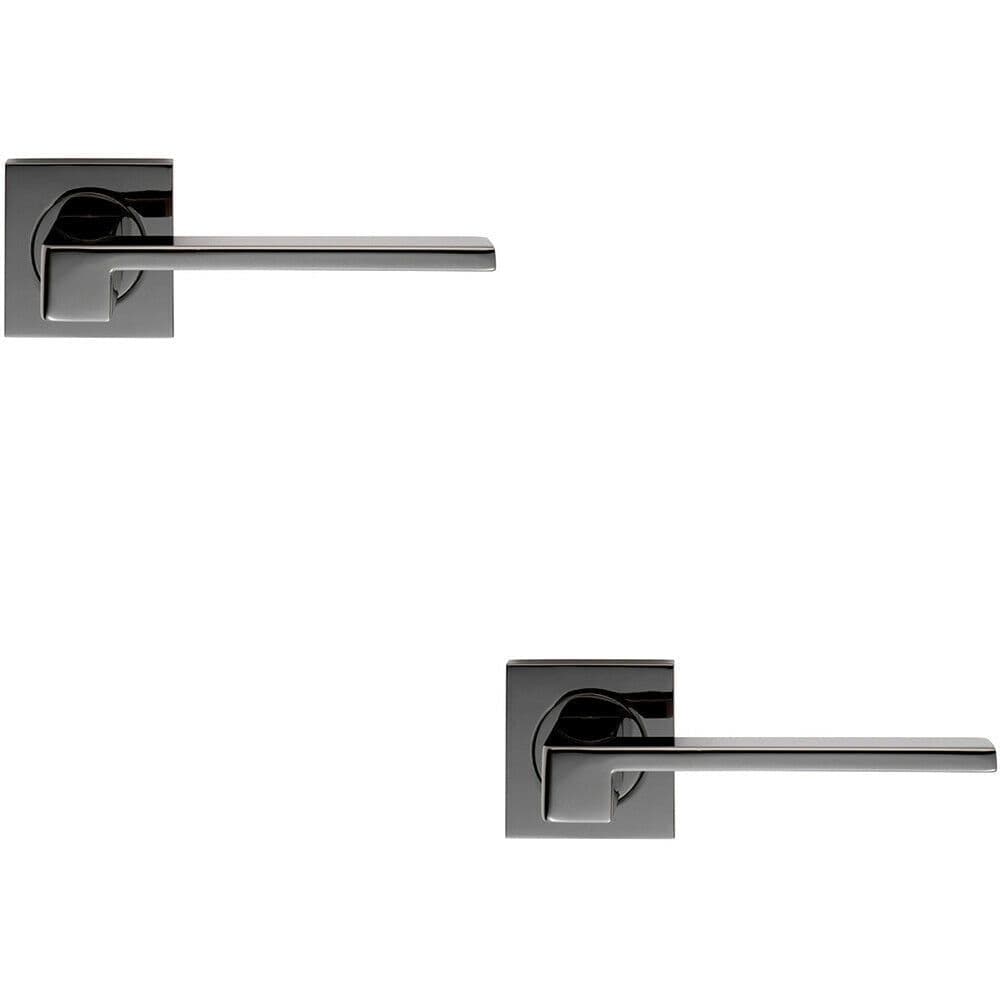 2x PAIR Flat Squared Bar Handle on Square Rose Concealed Fix Nickel