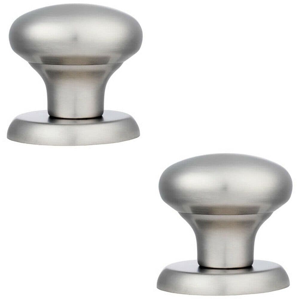 2x Large Round Centre Door Knob Satin Stainless Steel 70mm Outdoor Modern