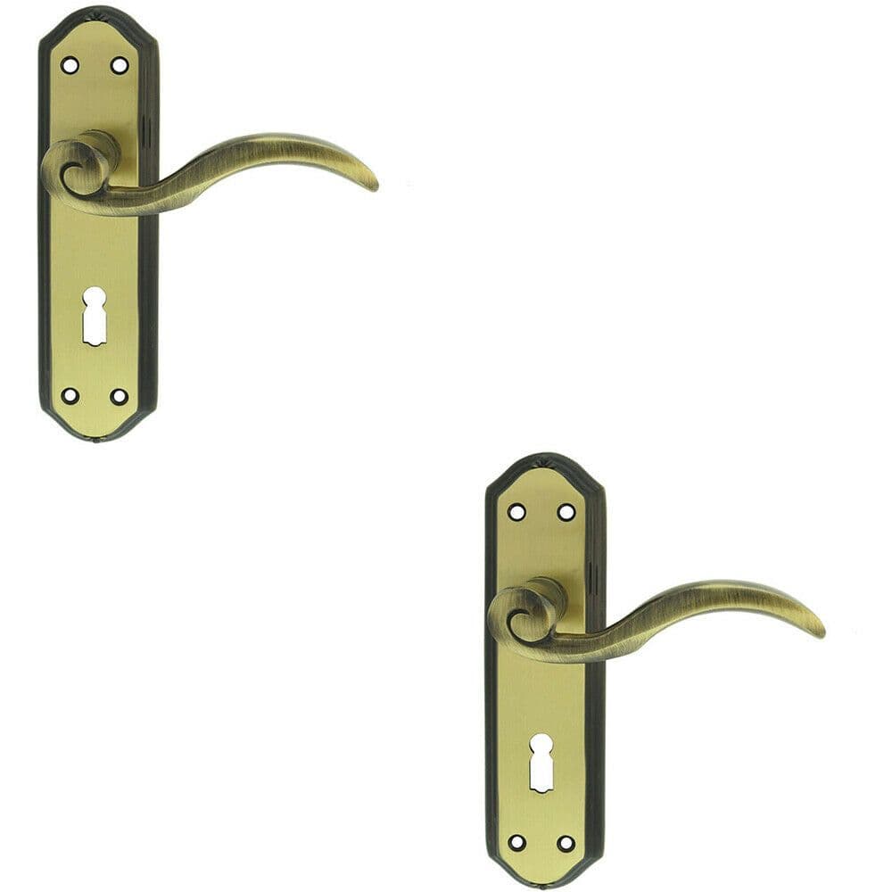 2x PAIR Spiral Sculpted Handle on Lock Backplate 180 x 48mm Florentine