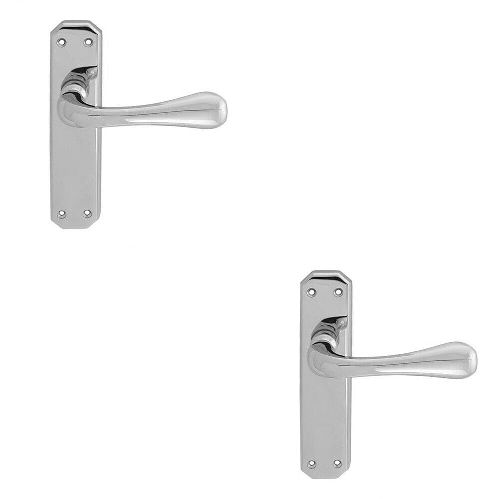 2x PAIR Heavy Duty Handle on Angular Latch Backplate 180 x 40mm Polished Chrome