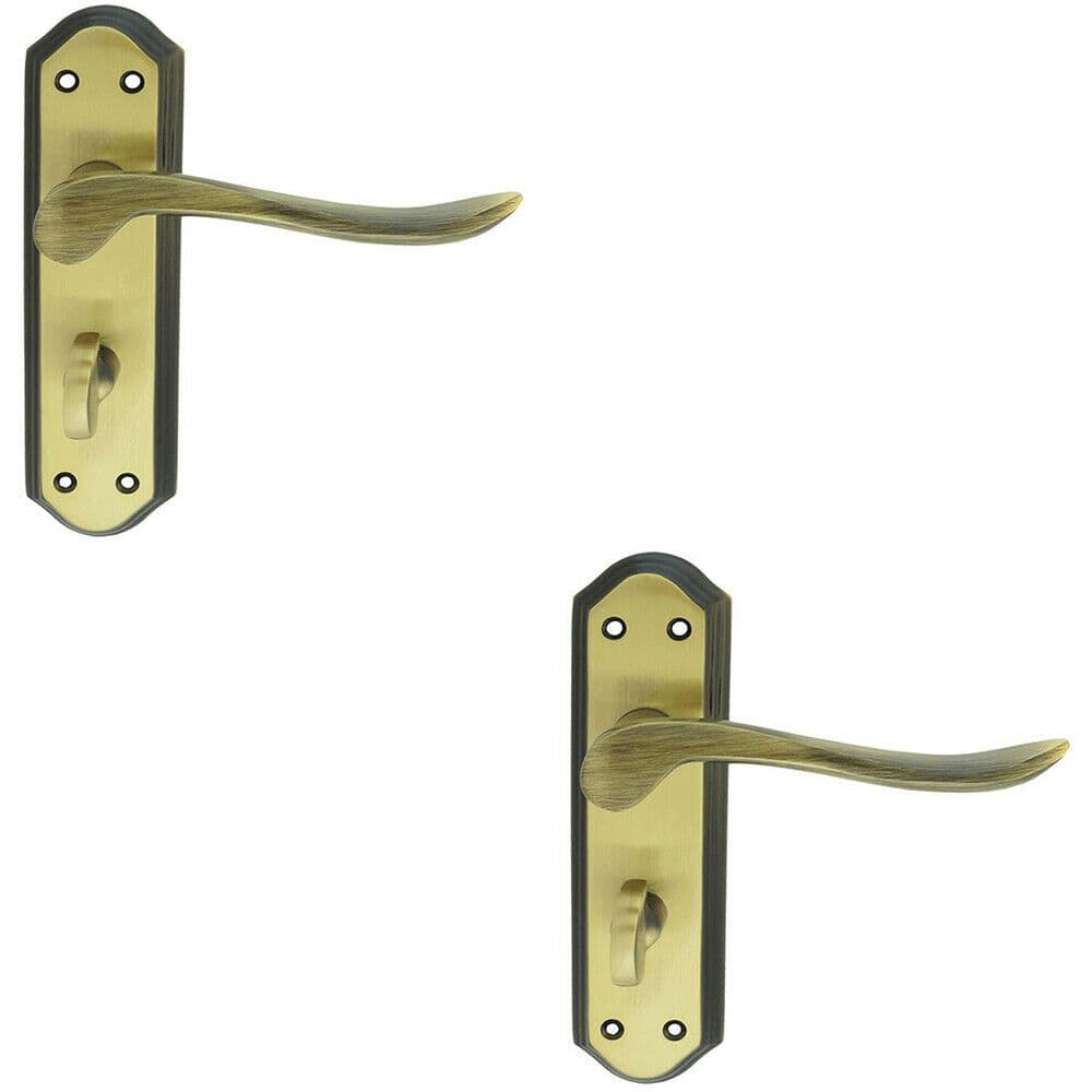 2x PAIR Curved Lever on Sculpted Bathroom Backplate 180 x 48mm Florentine