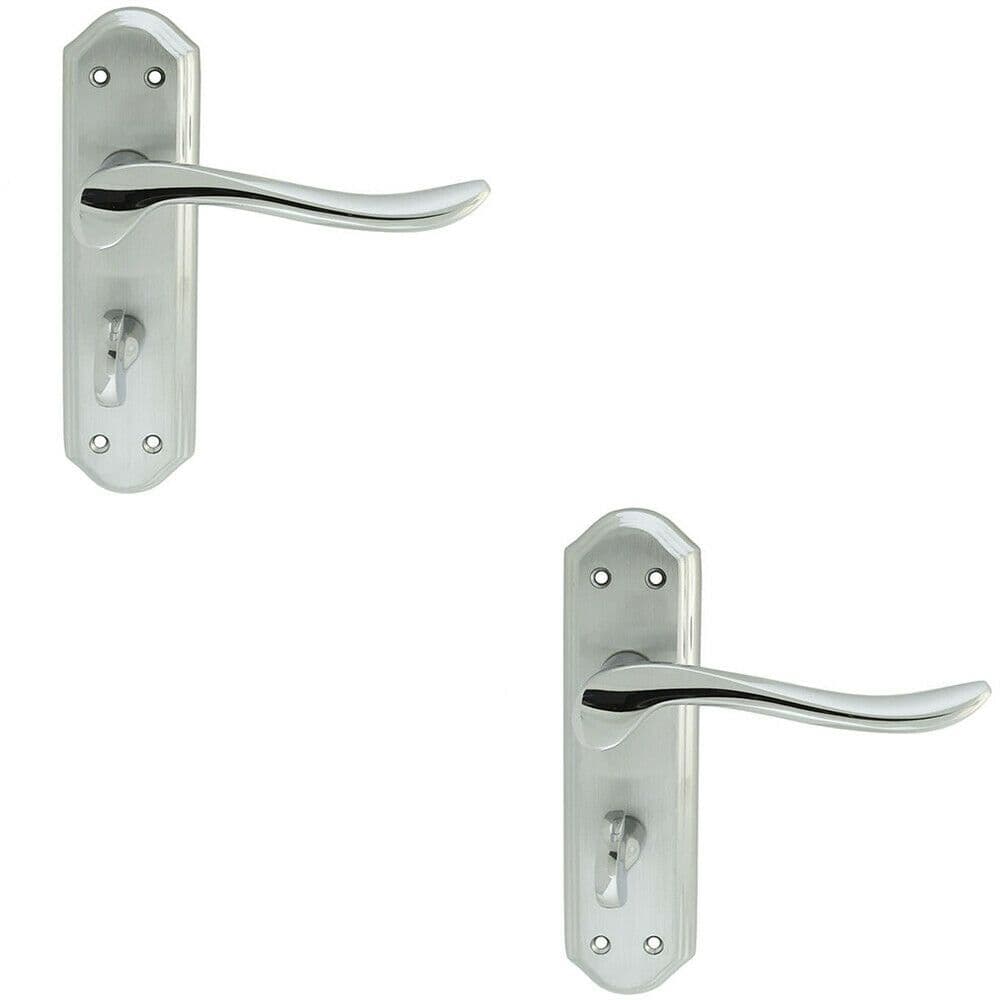 2x PAIR Curved Handle on Sculpted Bathroom Backplate 180 x 48mm Chrome