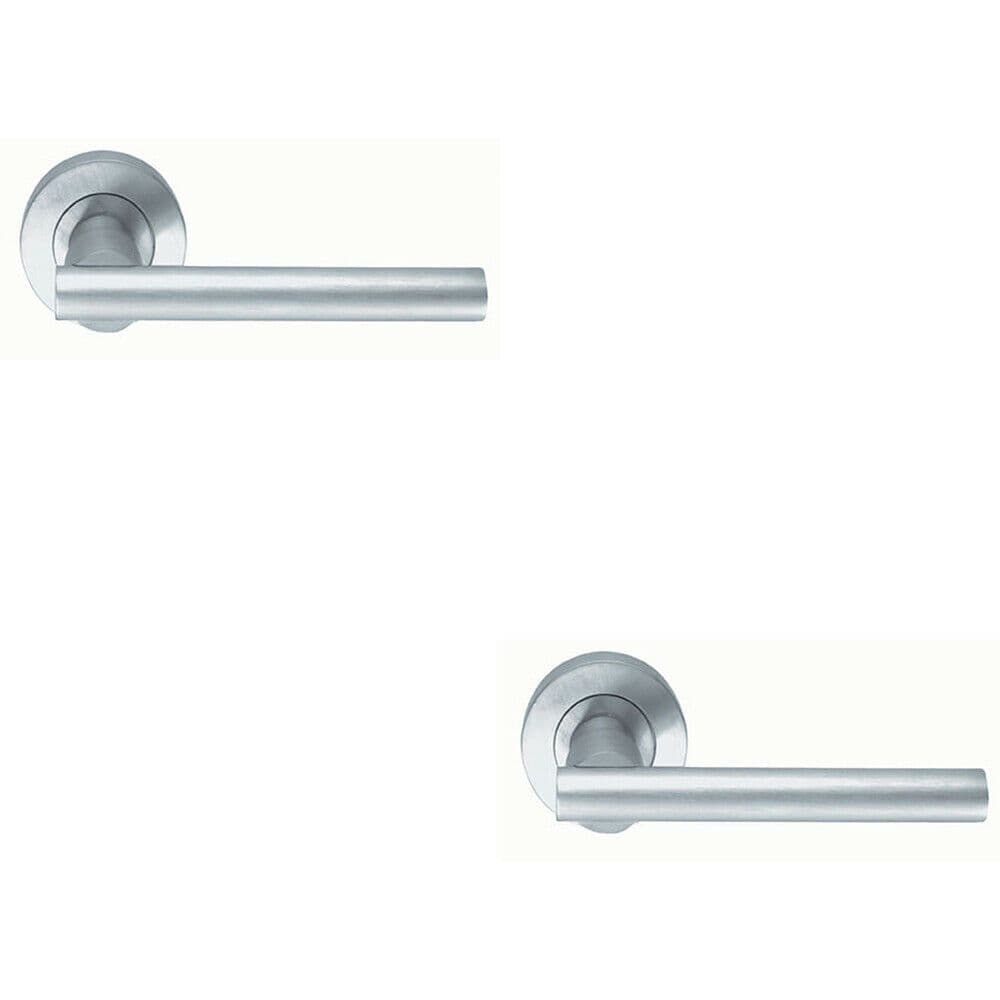 2x PAIR Round Recessed Bar Handle on Round Concealed Fix Satin Chrome