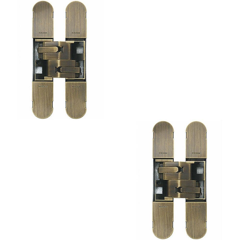 2x 130 x 30mm Concealed Heavy Duty Hinge Fits Unrebated Doors Antique