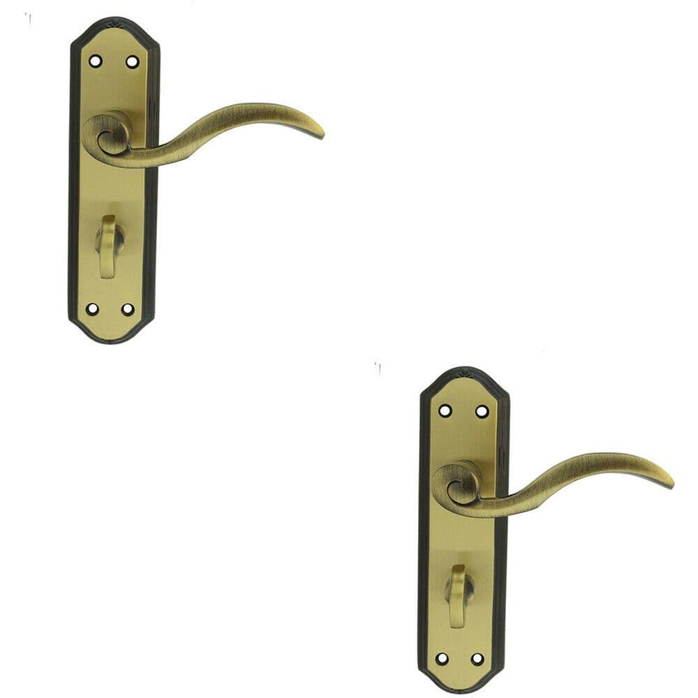 2x PAIR Spiral Sculpted Lever on Bathroom Backplate 180 x 48mm Florentine