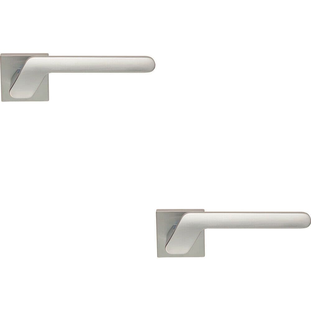 2x PAIR Modern Angled Handle on Square Rose Concealed Fix Satin Chrome