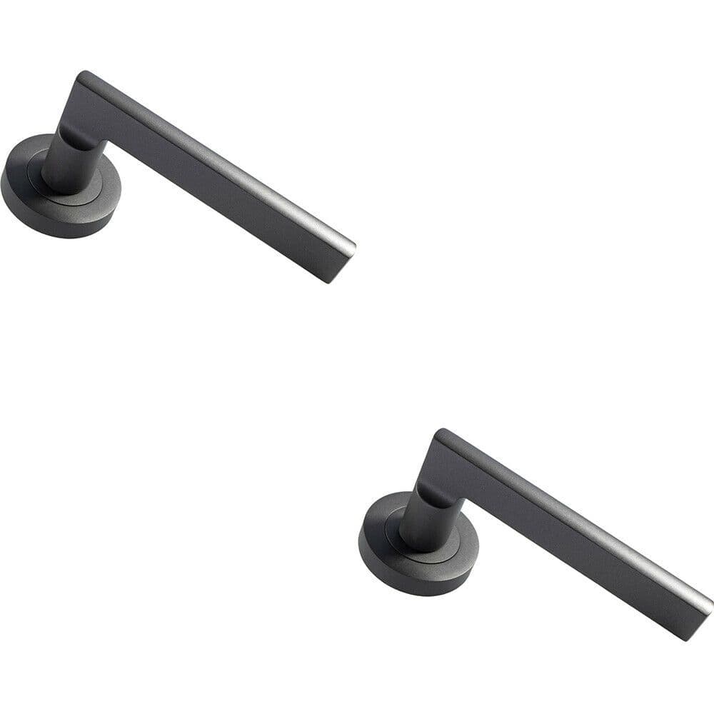 2x PAIR Straight Plinth Mounted Handle on Round Rose Concealed Fix Matt Bronze