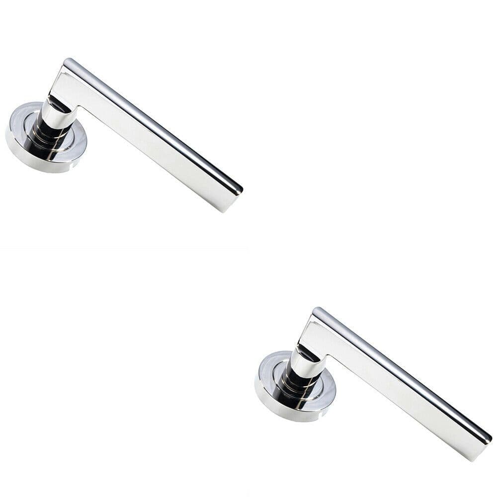 2x PAIR Straight Plinth Mounted Lever on Round Rose Concealed Fix Nickel