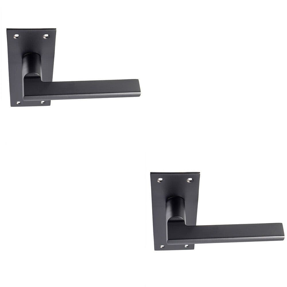 2x PAIR Straight Bar Handle on Slim Lock Backplate 150 x 50mm Matt Black