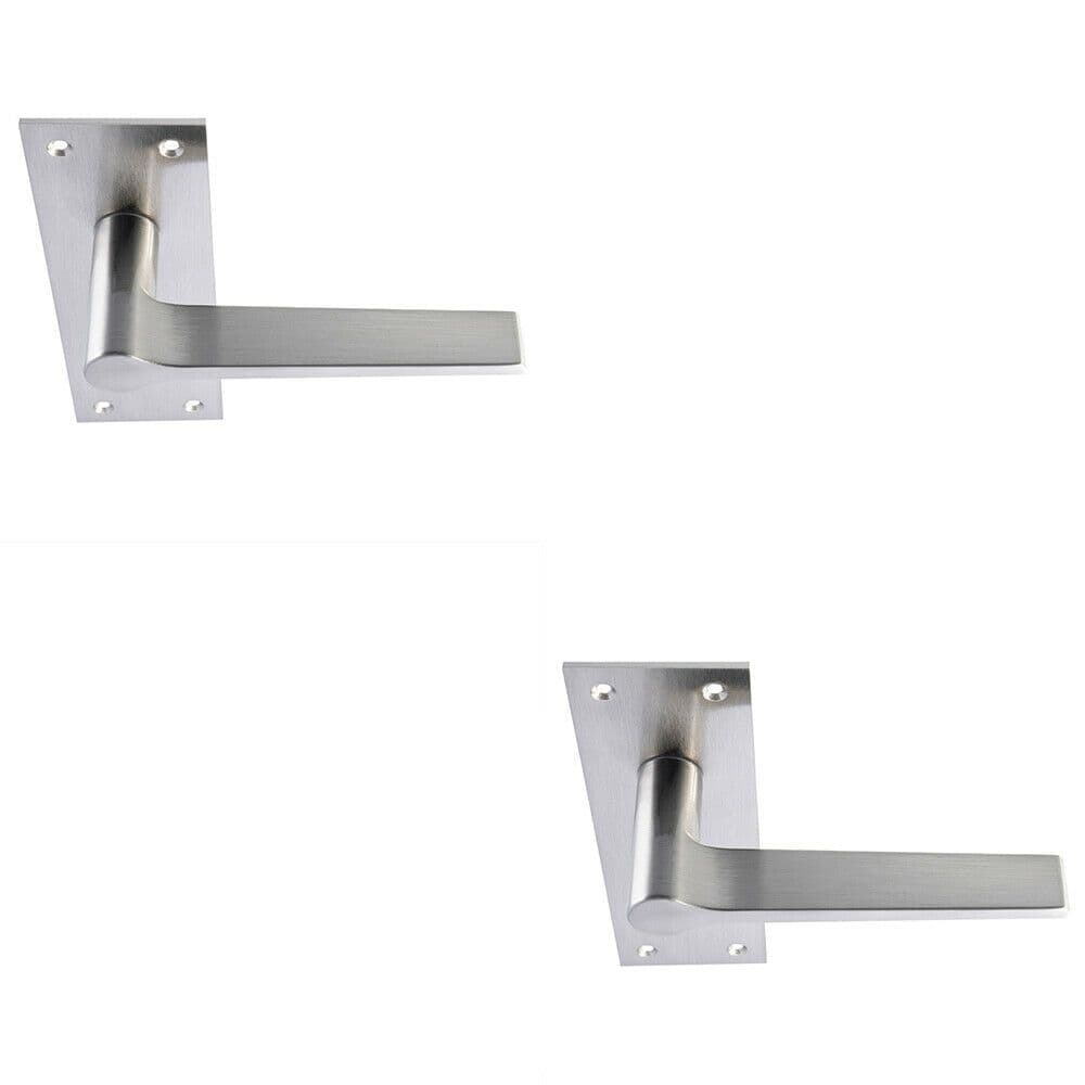 2x PAIR Flat Straight Handle on Slim Bathroom Backplate 150 x 50mm Satin Nickel