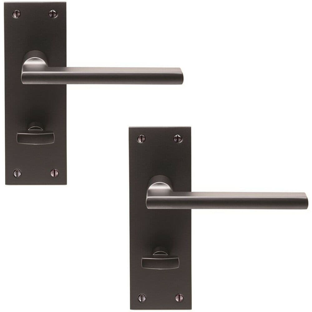 2x PAIR Straight Bar Handle on Slim Bathroom Backplate 150 x 50mm Matt