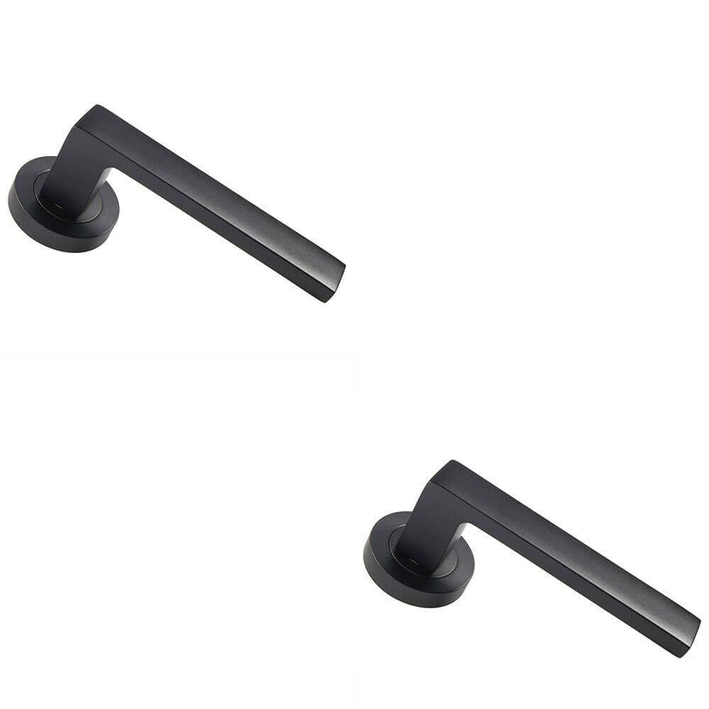 2x PAIR Straight Square Handle on Round Rose Concealed Fix Matt Finish