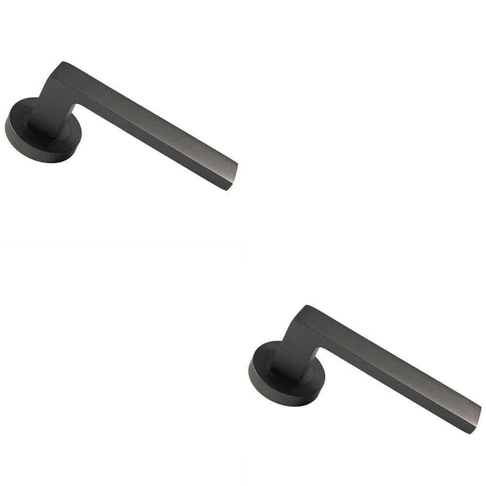2x PAIR Straight Square Handle on Round Concealed Fix Matt Bronze Finish