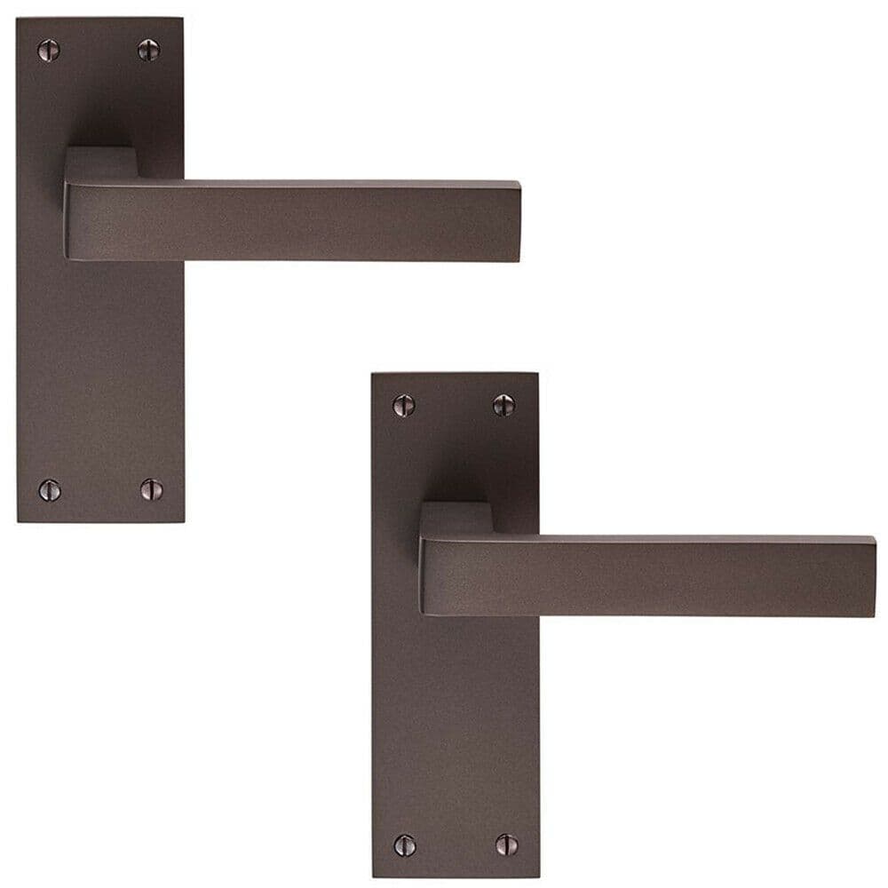 2x PAIR Straight Square Handle on Slim Latch Backplate 150 x 50mm Matt
