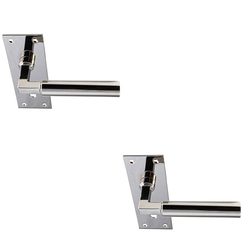 2x PAIR Round Bar Handle on Slim Lock Backplate 150 x 50mm Polished Nickel