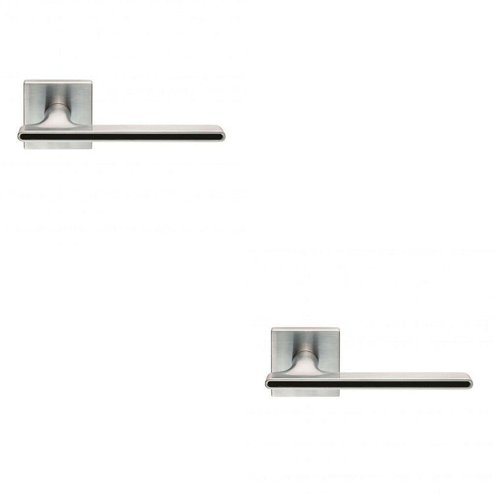2x PAIR Slim T Bar Style Lever on Square Rose Concealed Fix Satin Chrome &