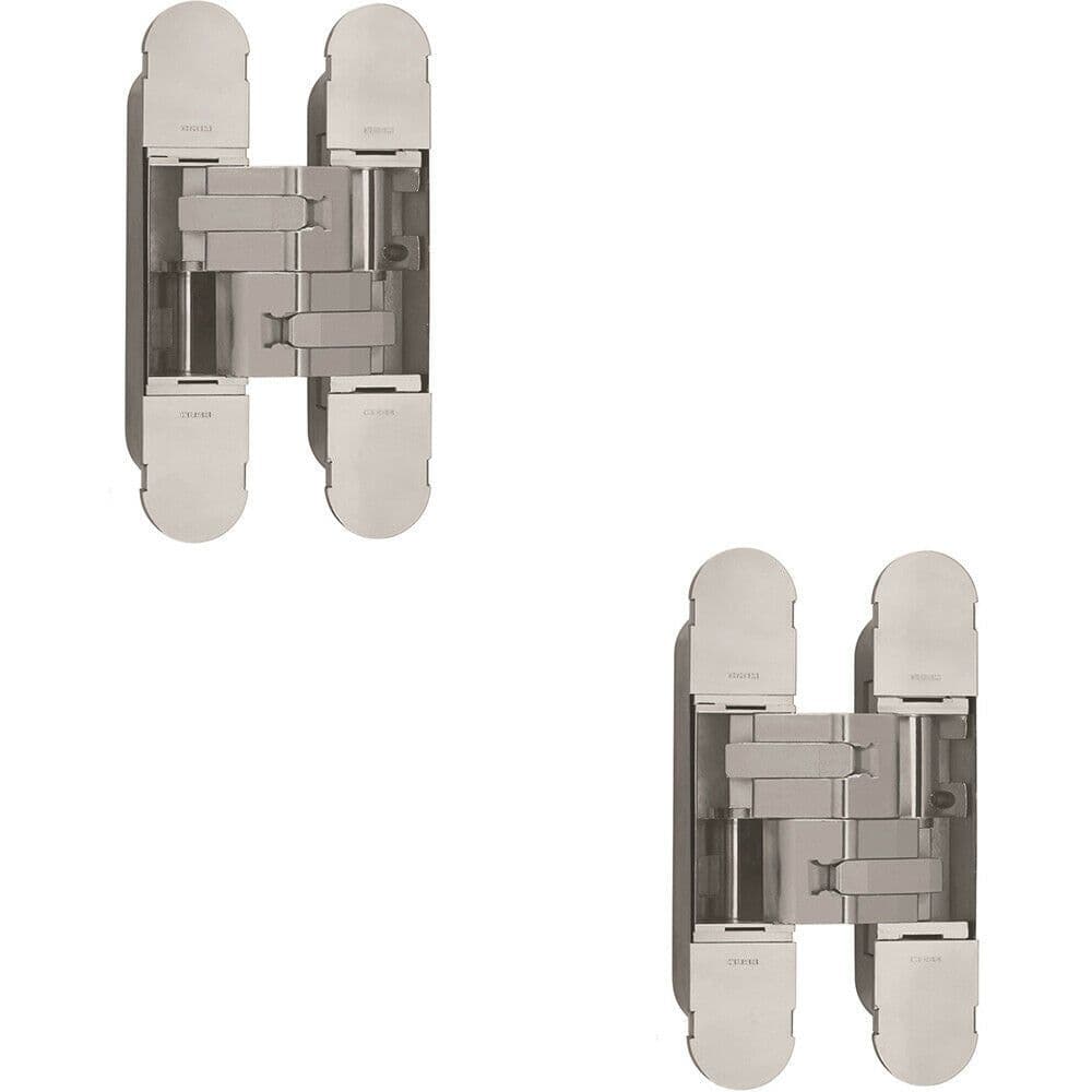 2x 160 x 32mm Concealed Heavy Duty Hinge Fits Unrebated Doors Polished Nickel