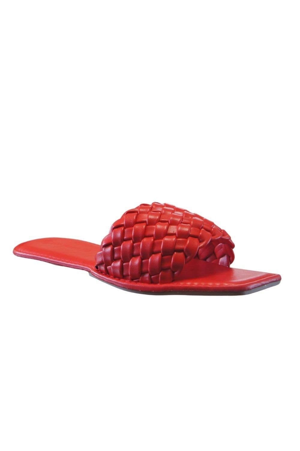 IVACHY Women's Slider Flat Mules in Red | Size: 4