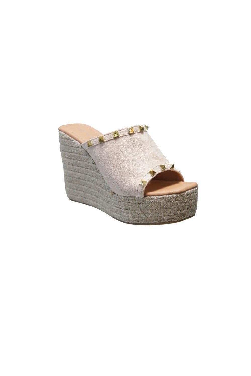 IVACHY Women's Summer Open Toe Espadrille Sandals in Nude | Size: 4