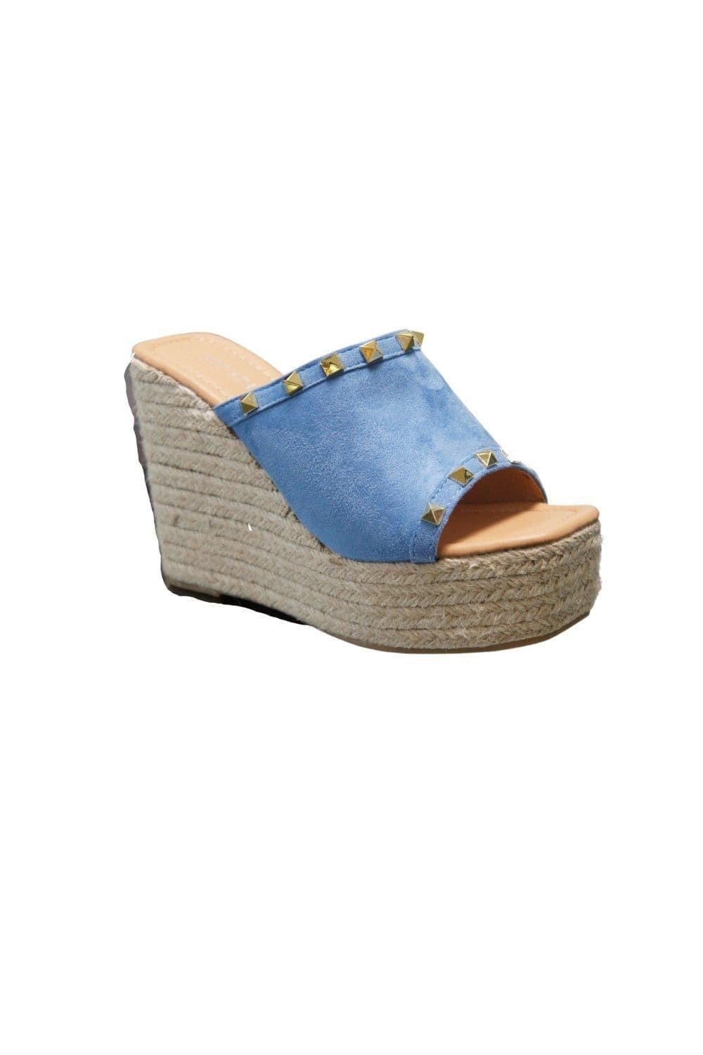 IVACHY Women's Summer Open Toe Espadrille Sandals in Blue | Size: 7