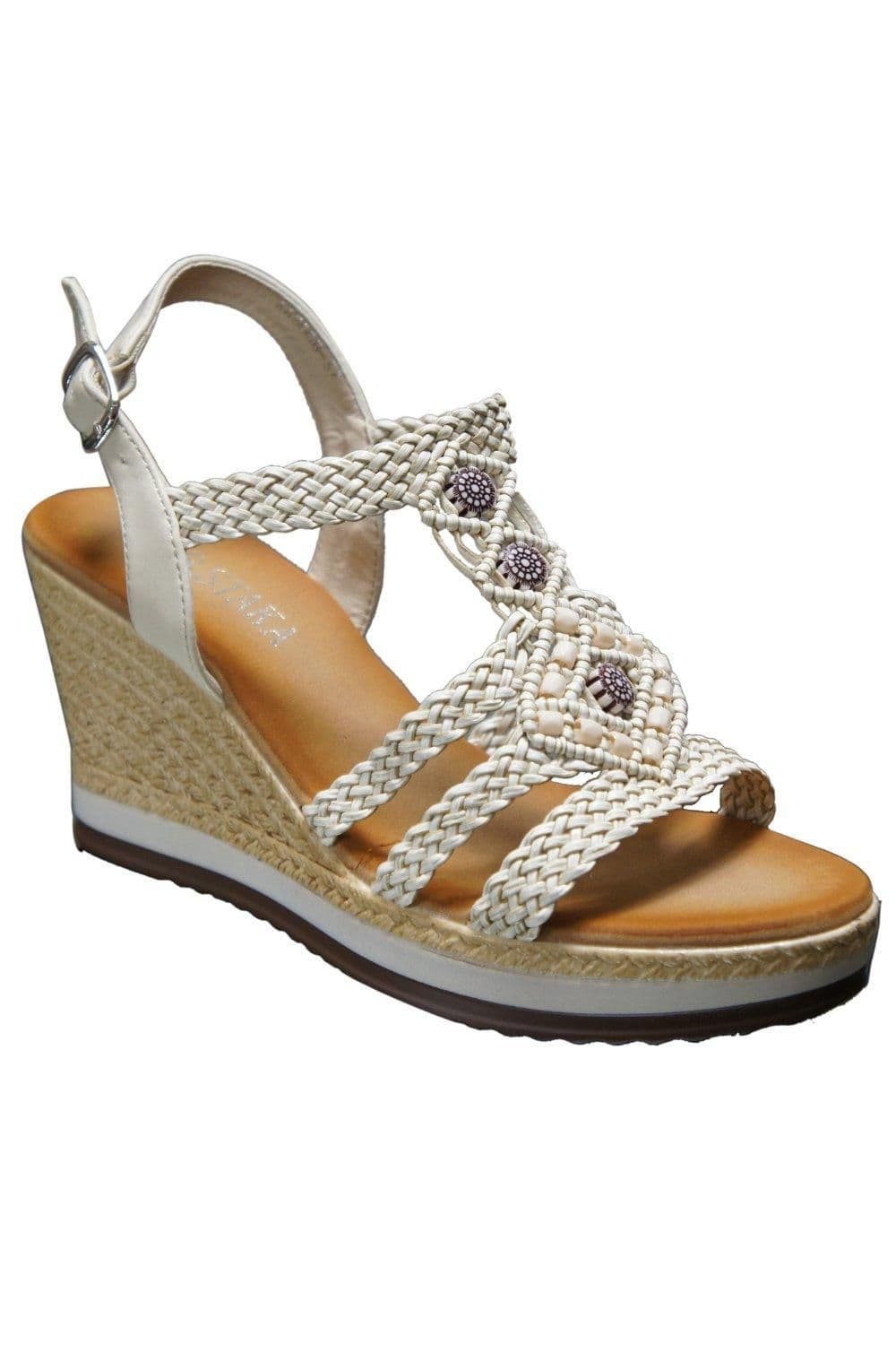 IVACHY Women's Summer Braided Strappy Sandals in Beige | Size: 7