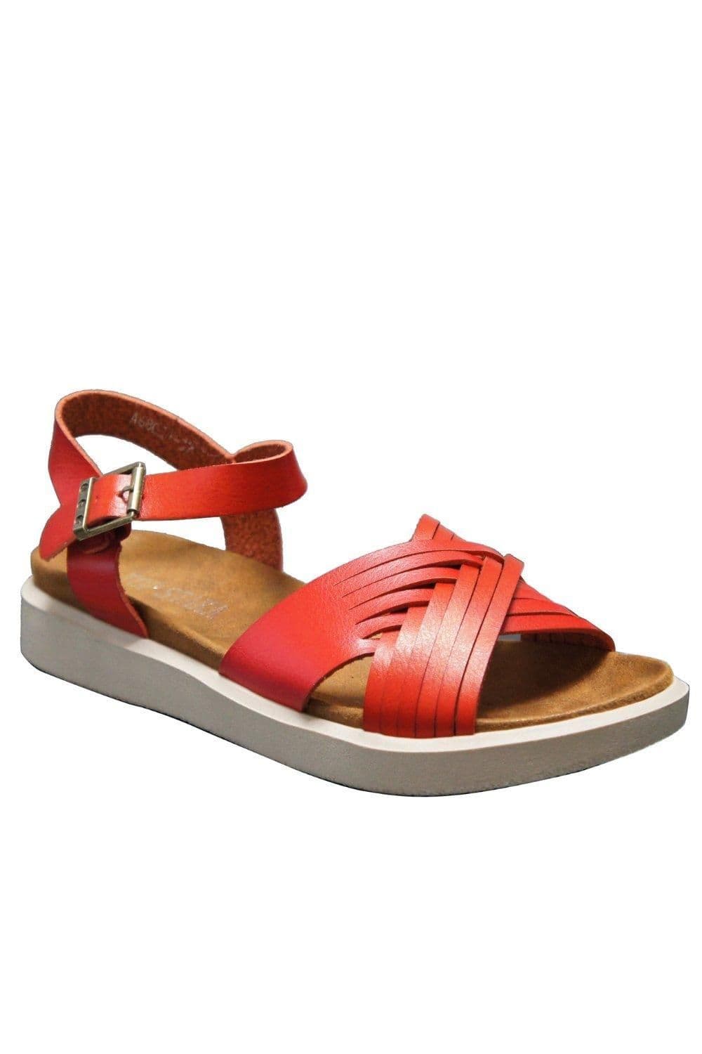 IVACHY Women's Summer Comfy Wide Ankle-Strap in Red | Size: 7