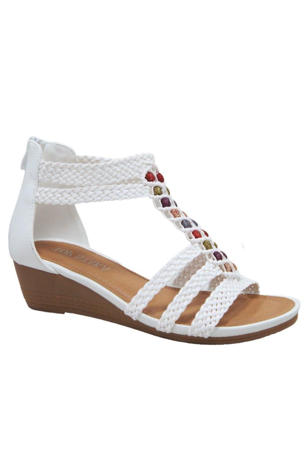 IVACHY Women's Summer Braided Sandals in White | Size: 7.5