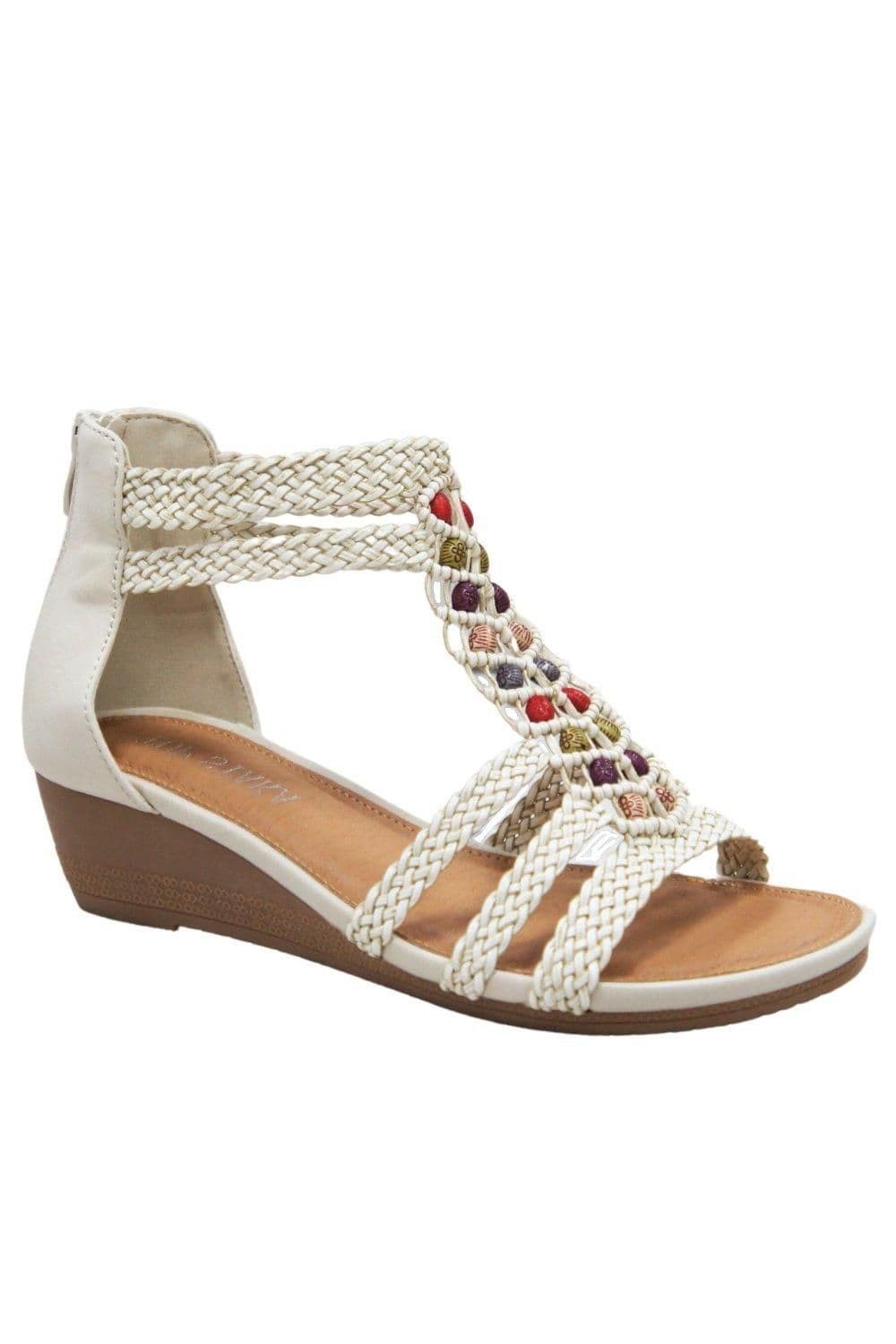 IVACHY Women's Summer Braided Sandals in Beige | Size: 7.5