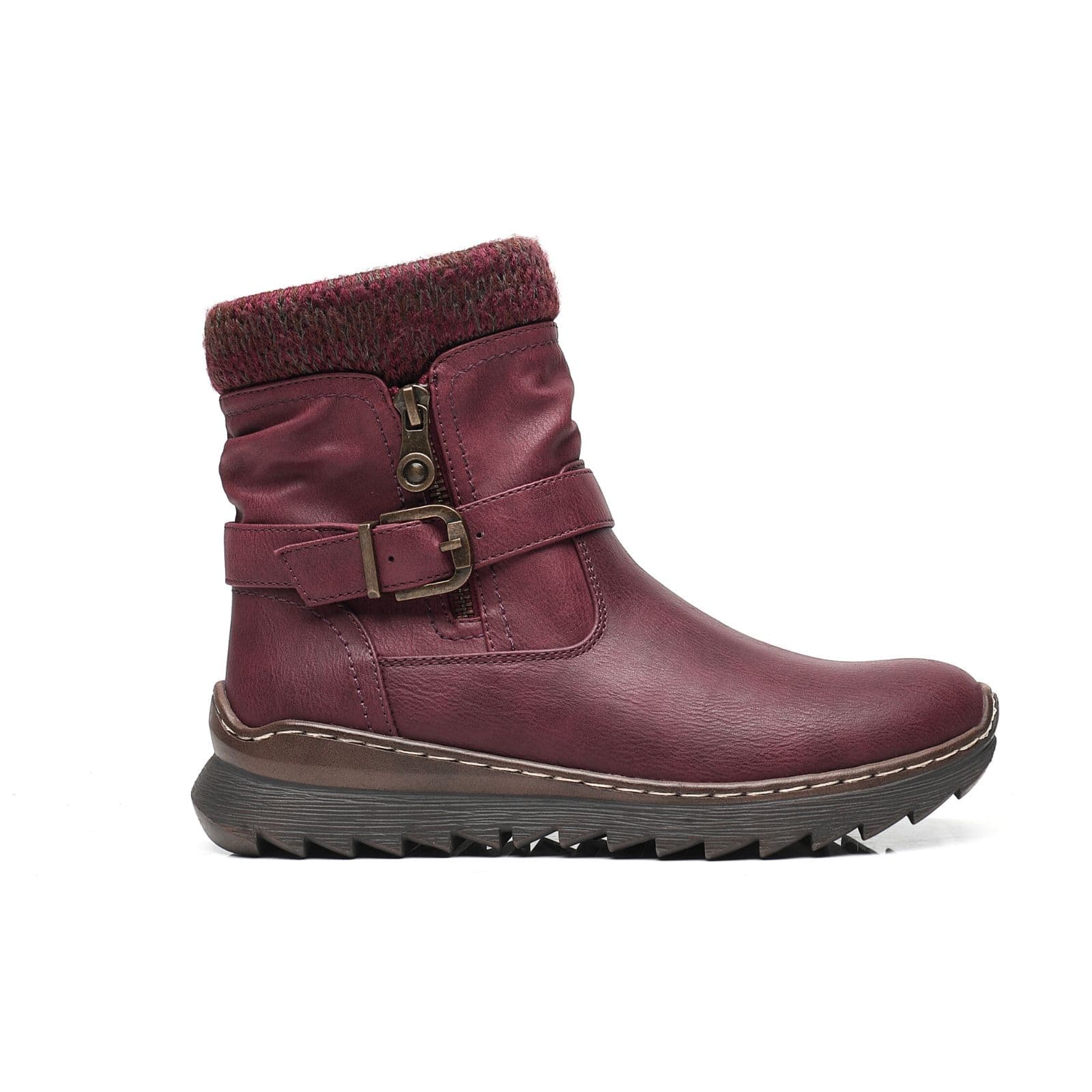 IVACHY Women's Warm Lining Ankle Boots - Cozy insulated winter boots in Wine | Size: 7