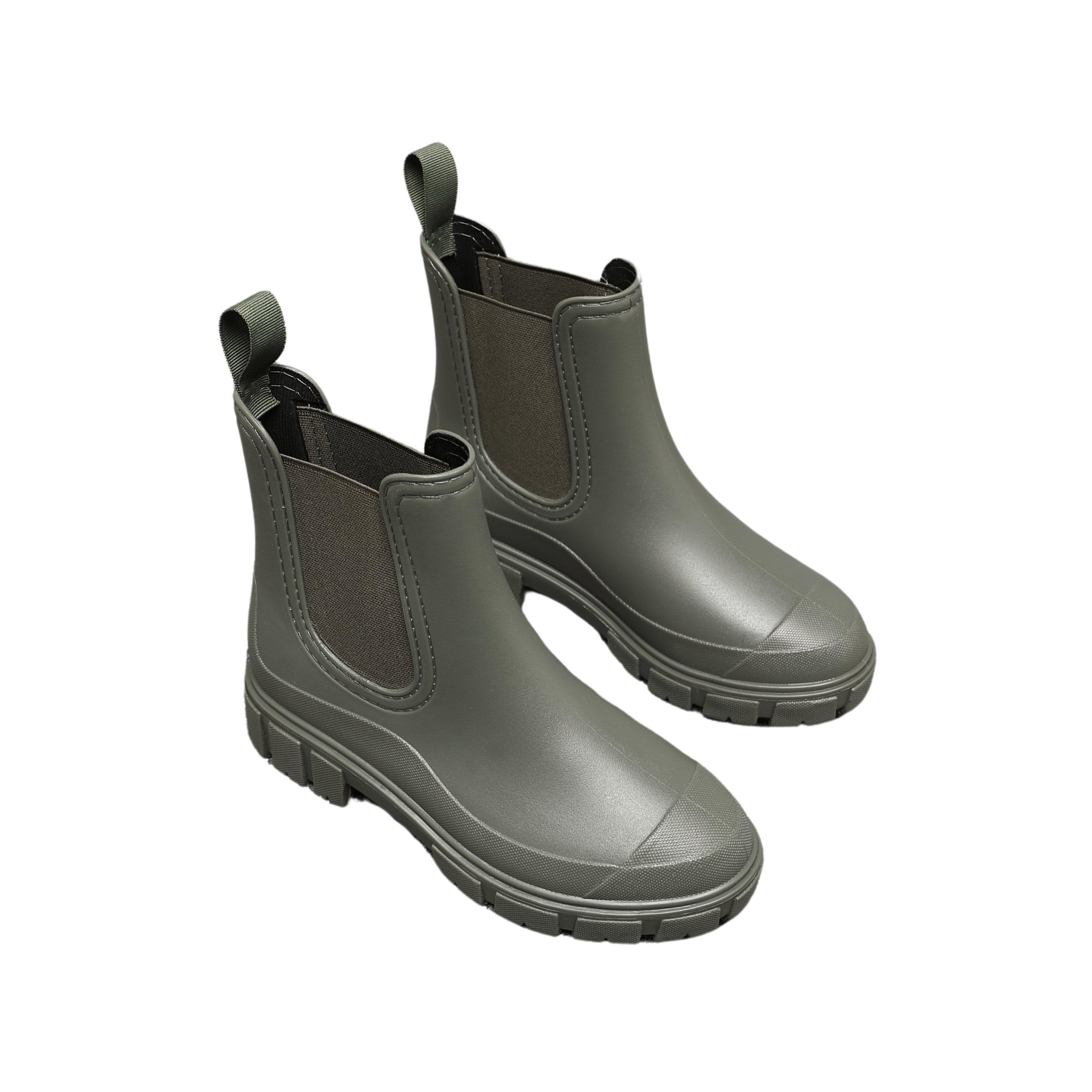 IVACHY Women's Waterproof Rain Boots Wellingtons Boots- Chelsea Boots in Green | Size: 7.5