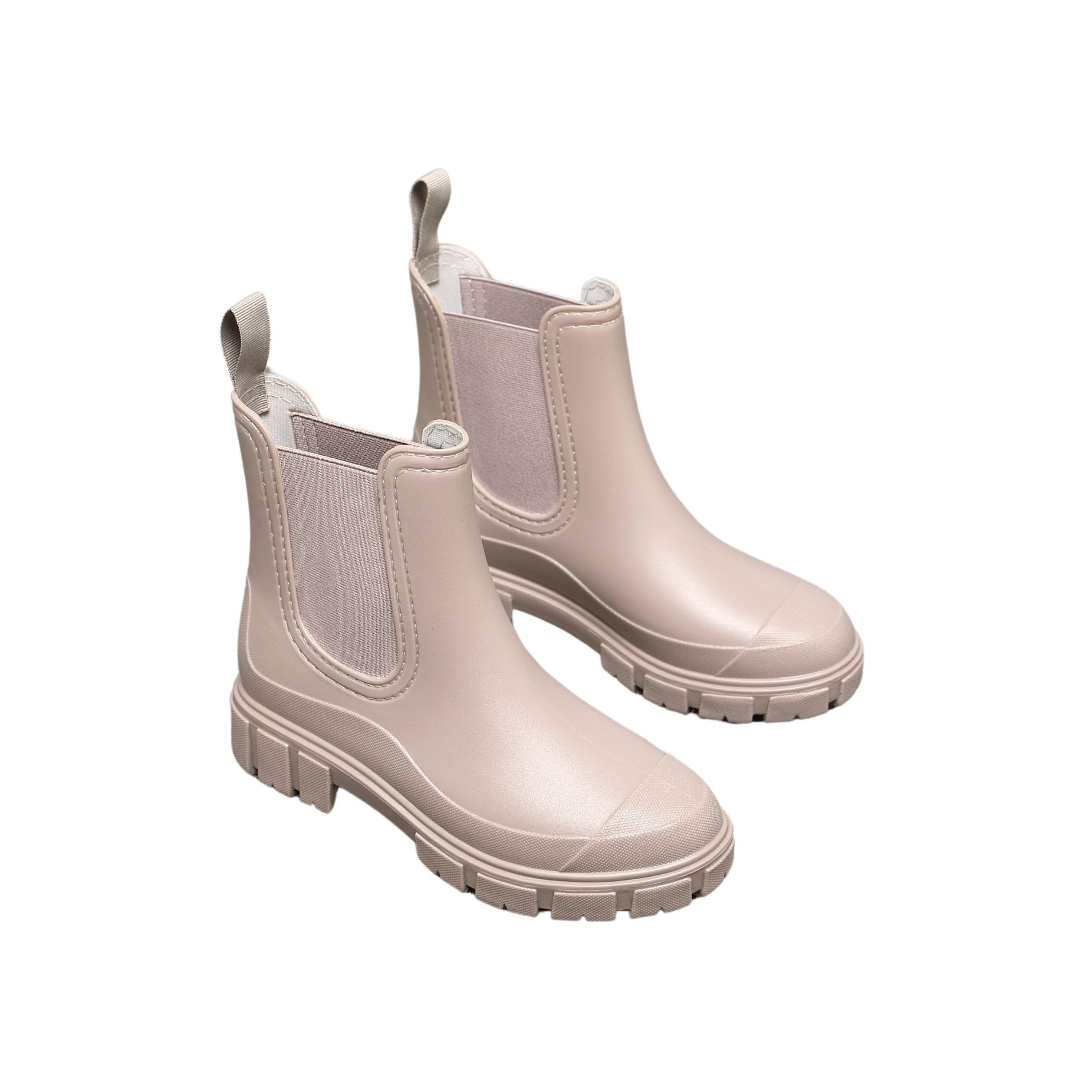 IVACHY Women's Waterproof Rain Boots Wellingtons Boots- Chelsea Boots in Pink | Size: 5
