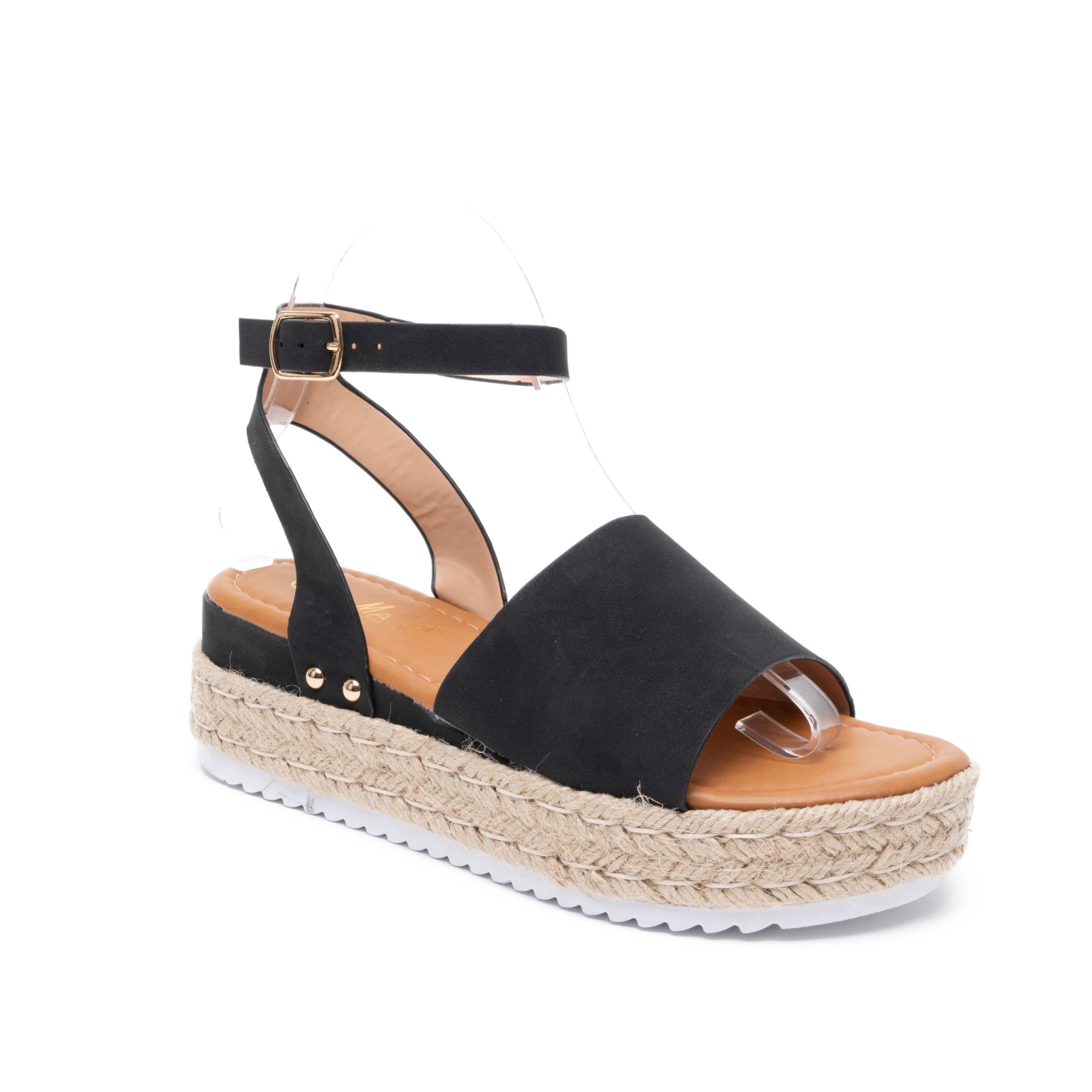 IVACHY Women's Espadrille Sandals Platform Wedges Ankle Strap in Black | Size: 6
