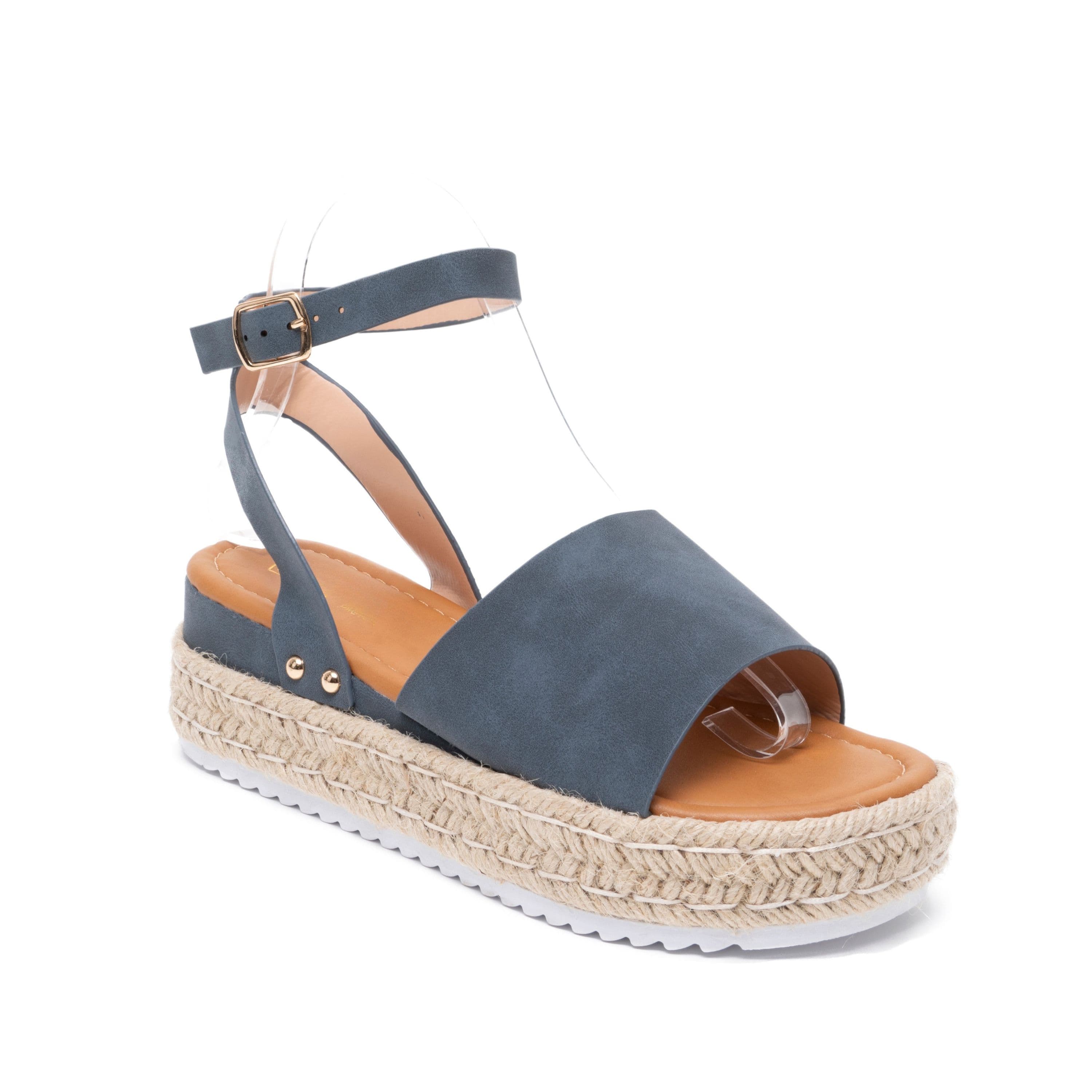 IVACHY Women's Espadrille Sandals Platform Wedges Ankle Strap in Blue | Size: 7