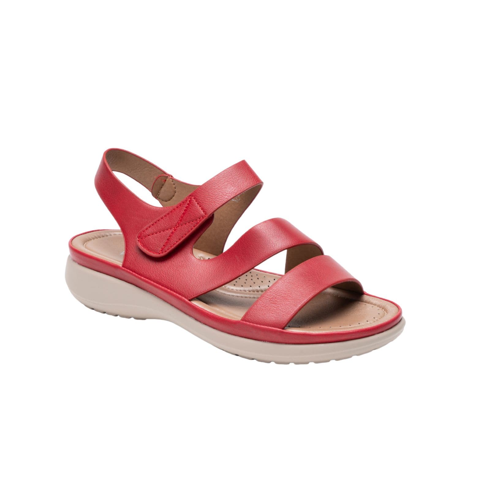 IVACHY Women's Comfortable Faux Leather Sandals-Cushioned & Lightweight in Red | Size: 5