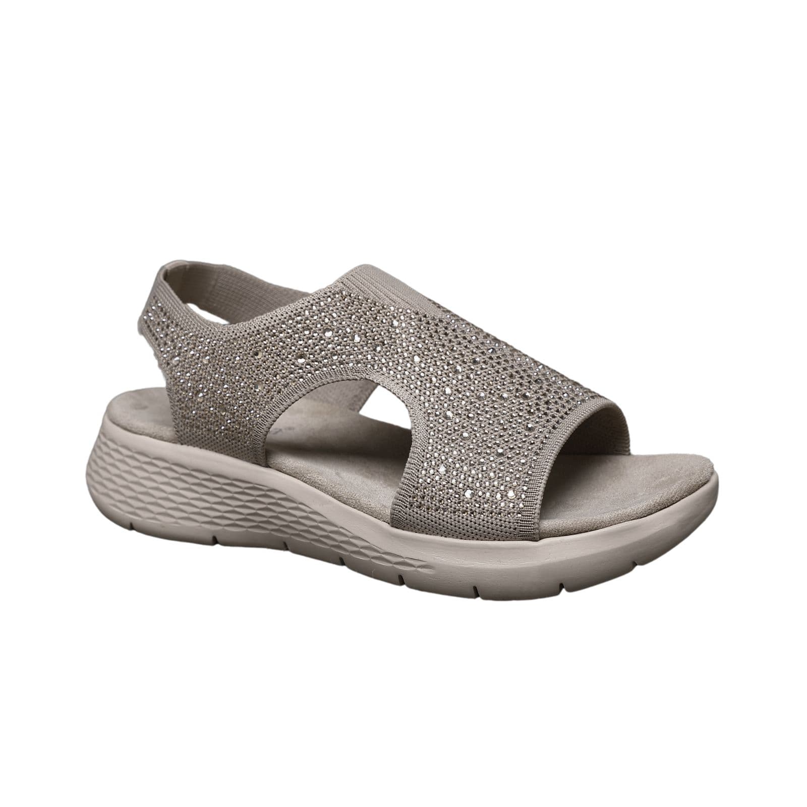 IVACHY Women's Sparkly Slingback Comfort Sandals with Rhinestones & Cushioned Sole in Grey | Size: 3