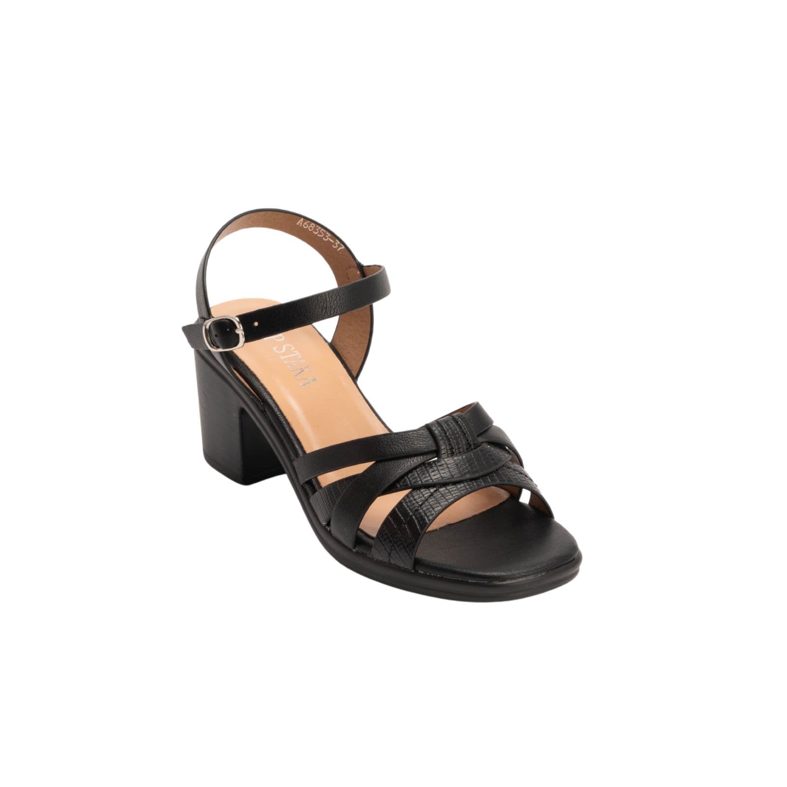 IVACHY Women's Block Heel Sandals Comfortable Mid Heel Strappy Summer Shoes with Ankle Buckle in Black | Size: 7