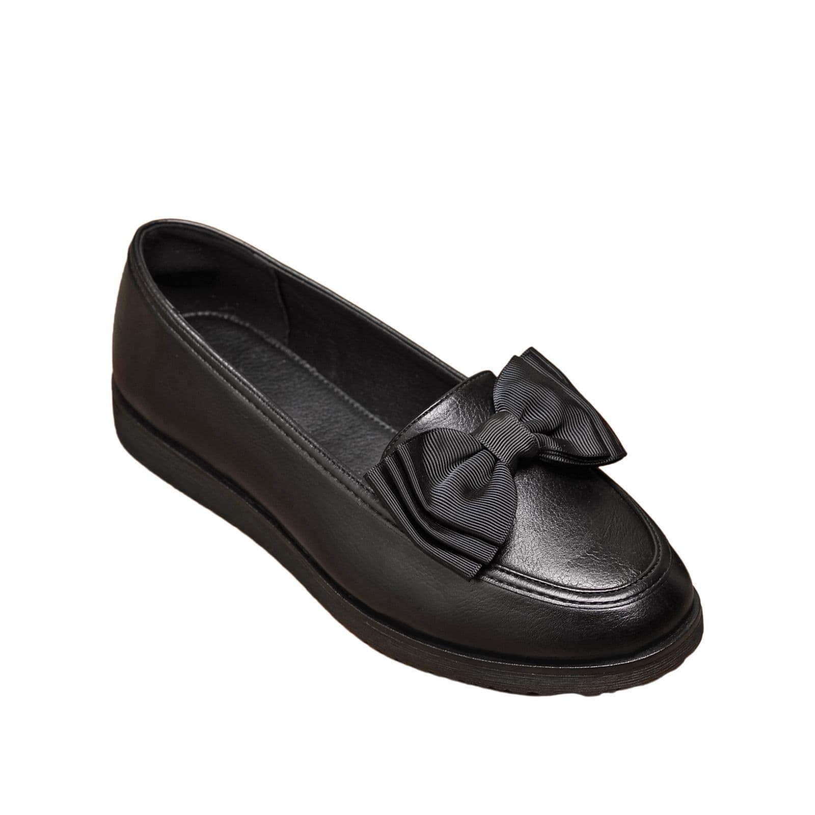 IVACHY Women's Loafers Flats Girl's School Comfortable Slip-On Shoes with Bow in Black | Size: 6