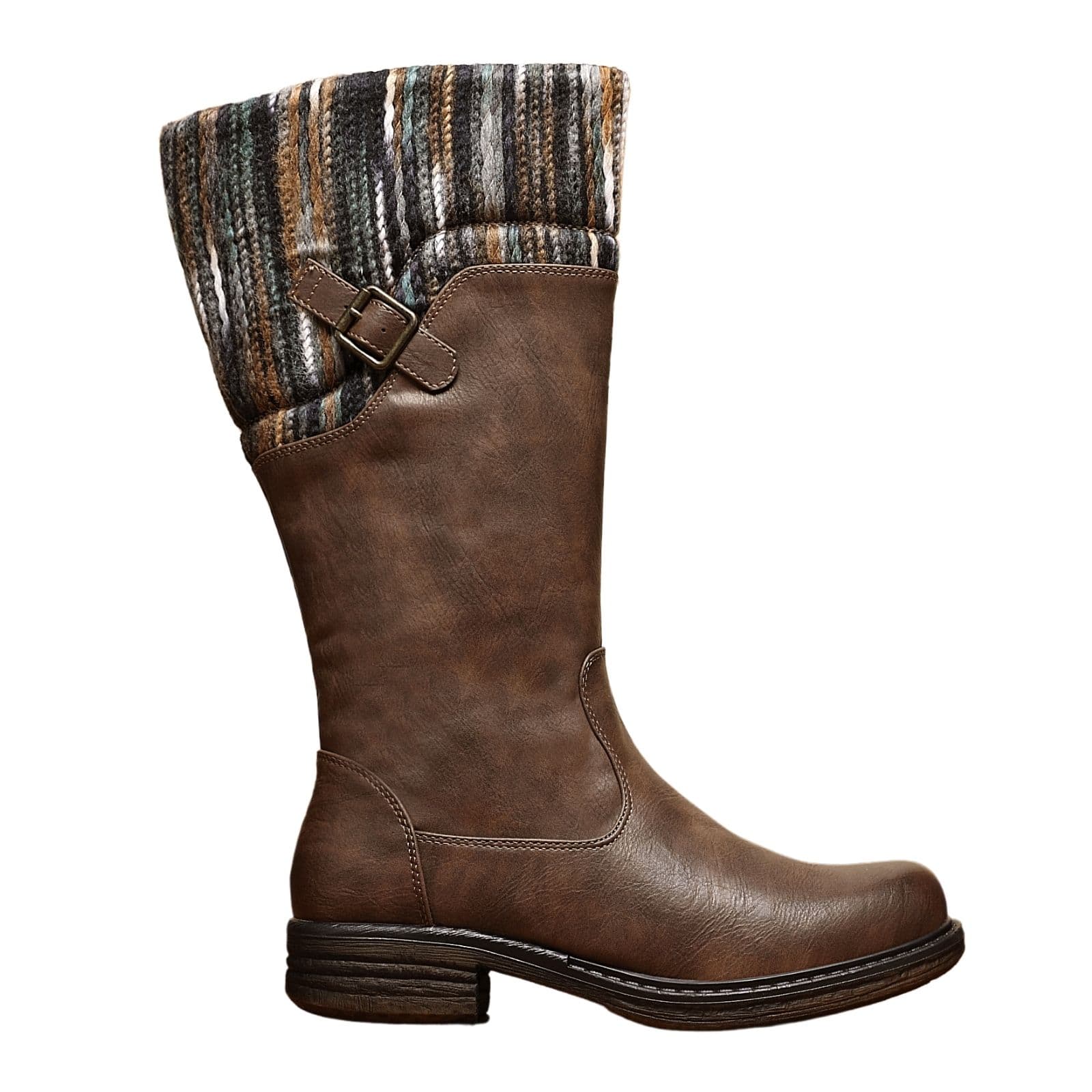 IVACHY Women's Tall Winter Boots With Knit Cuff in Camel | Size: 7.5