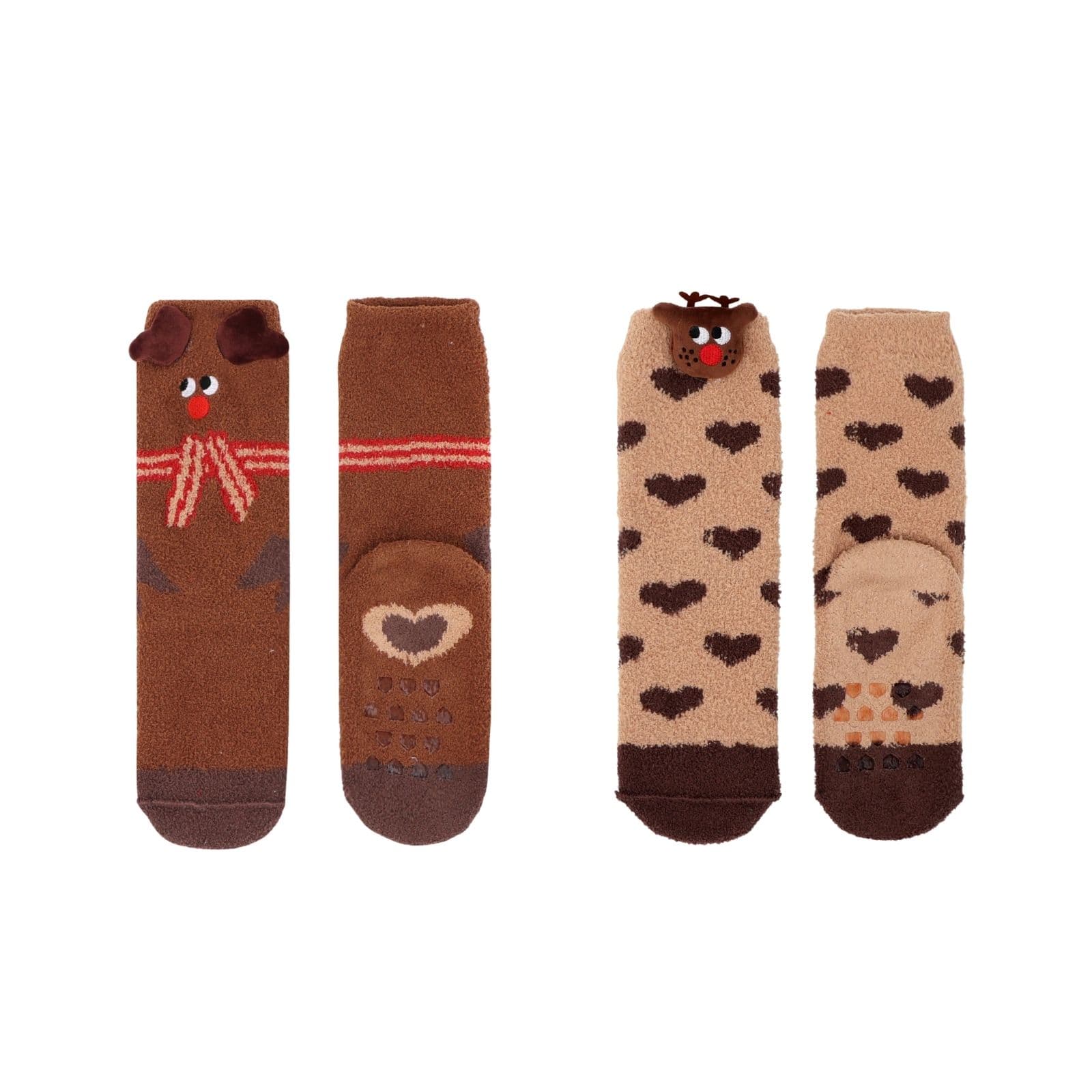 IVACHY Women's Festive Xmas slipper socks women non slip socks with grip cozy causual in Chocolate