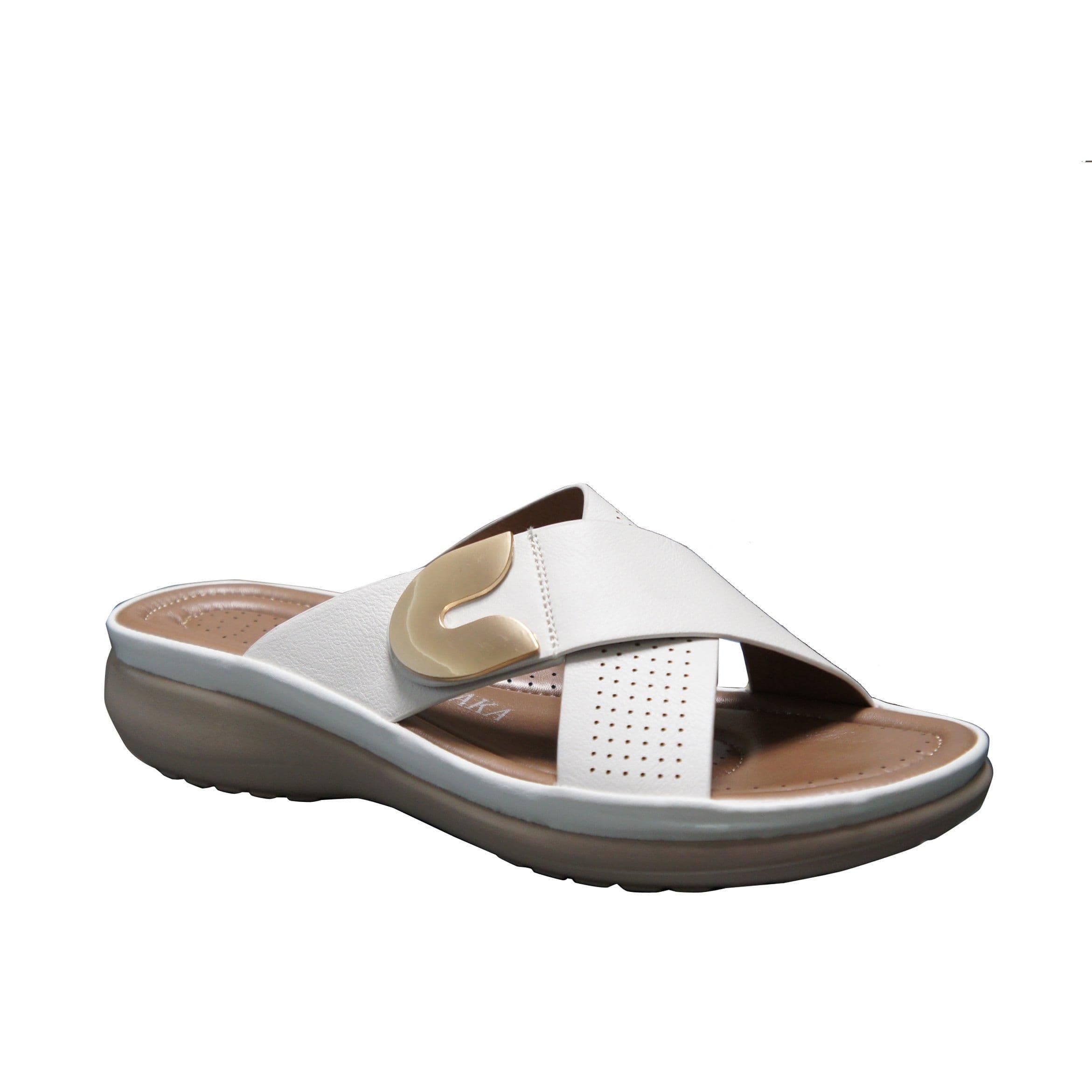 IVACHY Women's Fashion Sliders Slippers Memory Foam Indoor Outdoor Flip Flops in White | Size: 7